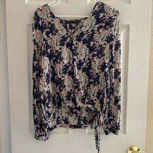Lucky Brand Long Sleeve Floral Wrap Top - Women’s Medium